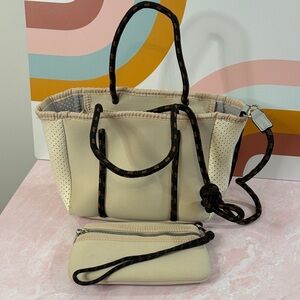 Jen & Co Fun Cream Tote Bag with Pouch
